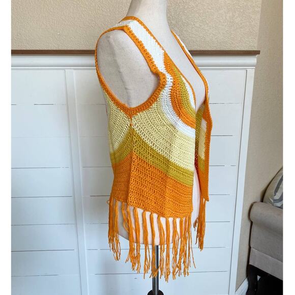 American Vintage Crochet Star Vest Orange Multi - M NWT - Picture 14 of 15
